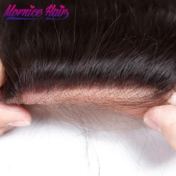 Mornice Brasilianske Straight Hair Lace Lukning Gratis Del Hår Væve Bundter Non Remy Naturlige Farve Human Hair Bundter Med Lukning