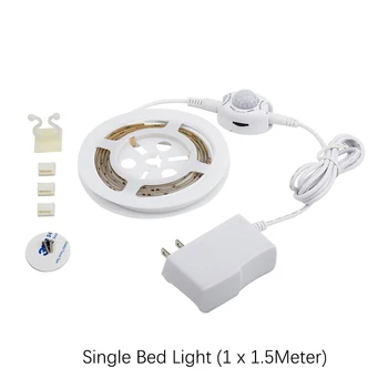 Motion Sensor LED Strip Light 12V 1,2 M Sensor Nat Lys Dæmpes Bed Lys med Automatisk Tænd / Sluk ur Kabinet Lys