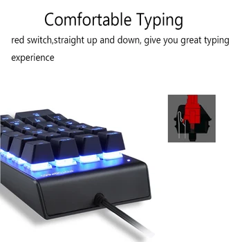 Motospeed OUTEMU Red Skifte Mekanisk Numerisk Tastatur USB Mini Numpad til Bærbar Numeriske tastatur Kablede LED-Baggrundsbelyst Tastatur