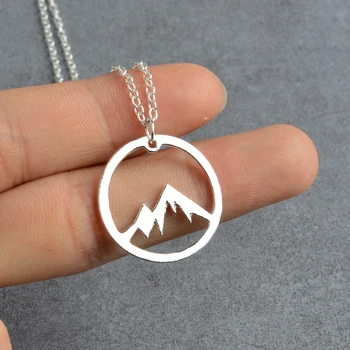Mountain Vedhæng Guld, Sølv Minimalistisk Karakter Snow mountain Halskæde Til Kvinder, Mænd Mode Eventyr Smykker Gave