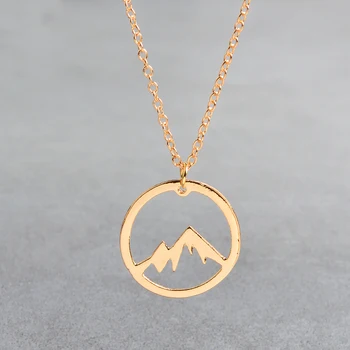 Mountain Vedhæng Guld, Sølv Minimalistisk Karakter Snow mountain Halskæde Til Kvinder, Mænd Mode Eventyr Smykker Gave
