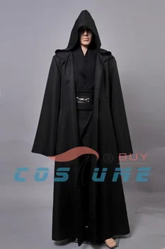 Movie Star Wars Jedi Kostume Anakin Skywalker Cosplay Kostume Halloween Outfit Sort Kappe Til Voksne Mænd