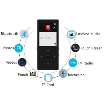 MP3-Afspiller, Bluetooth og Højttaler 8G Oprindelige HIFI Lossless Touch-Skærm Nøglen MP3 Musik Player Sport-Optager E-Bog BENJIE K8