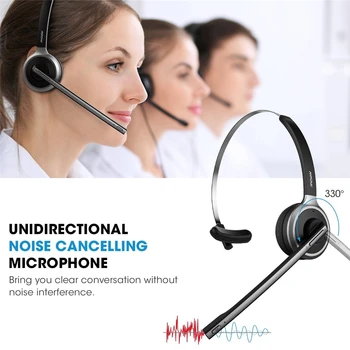 Mpow Bluetooth Headset Wireless Over Hovedet Ørestykke Støj Annullering Hovedtelefoner med støjreduktion Mic for Call Center,telefoner