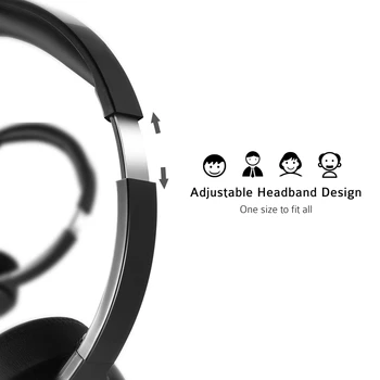 Mpow Hovedtelefoner USB Headset Stereo Lyd w/ støjreduktion lydkort, In-line Kontrol, Protein Hukommelse Høreværn til Skype-Opkald