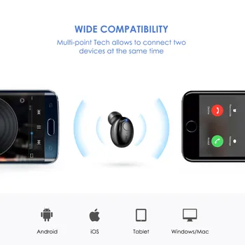 Mpow Stereo Bluetooth Hovedtelefon 4.1 Trådløse Mini Usynlige Ørestykke In-ear Bluetooth Hovedtelefoner med Mikrofon Bærbare Business-Hovedtelefon