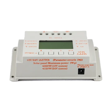 MPPT 20A LCD-Solar Oplader Controller 12V 24V med Temperatur Sensor Lys og Timer Kontrol for Belysning i Hjemmet System Y-SOL