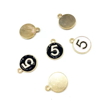MRHUANG 10stk/masse Trendy Nummer 5 Guld-farve Emalje Charms Vedhæng Braclets Smykker at finde DIY Håndværk