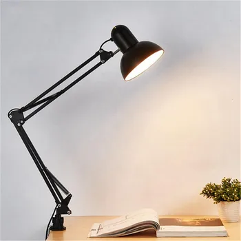 Mrosaa Fleksibel bordlampe Swing Arm spændeenheden Lampe Kontor Studio Hjem Tabel Desk Lys AC85-265V E27 /E26 Led Pære Lamper