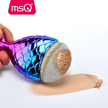 MSQ Havfrue Foundation Makeup Brush Fisk Formet Blanding Blusher Kosmetiske Gøre op Brush Tool Kit Fishtail Bunden Contour Brush