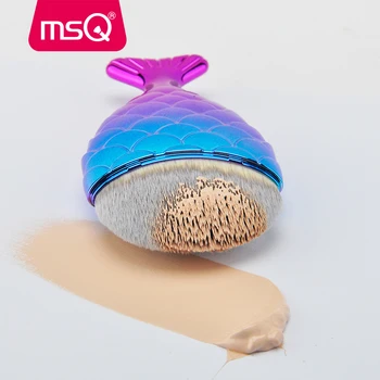 MSQ Havfrue Foundation Makeup Brush Fisk Formet Blanding Blusher Kosmetiske Gøre op Brush Tool Kit Fishtail Bunden Contour Brush