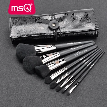 MSQ Professionel 8stk Makeup Pensler Sæt Kobber Ferrule Powder Foundation Eyeshadow Eyeliner, Lip Brush Tool Med PU-Sag