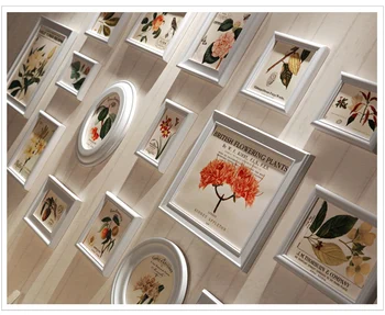 Multi Farver 16 stk Træ fotoramme Sæt,Middelhavs-Stil Porta Retrato Kreative DIY Væggen billedrammer Hjem Dekoration