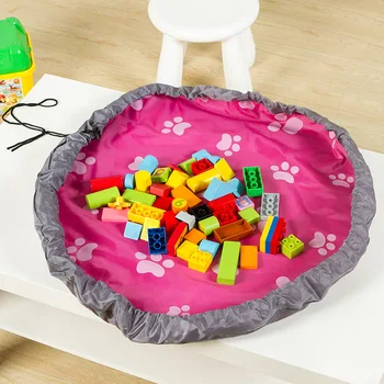 Multi-funktion Kids Legetøj opbevaringspose og Spille Måtten for Børn Lego-Klodser Legetøj Oxford Snor Stråle Port Organizer