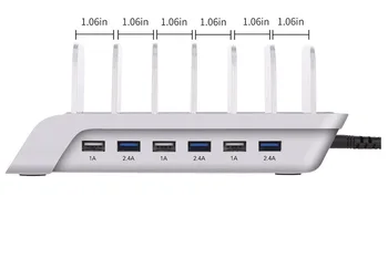 Multi-port USB-oplader 6 Porte hurtig Opladning Station Dock Stand Holder Til iPhone 7 6 6S 5 Samsung xiaomi redmi iwatch