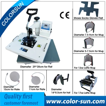 Multifunktionel digital 9 i 1 Heat Press Maskine til print T-shirt/Mug/Kop/Tallerken/Hat/Hjemme/Sko/Sok/ Handske varmen tryk på maskine