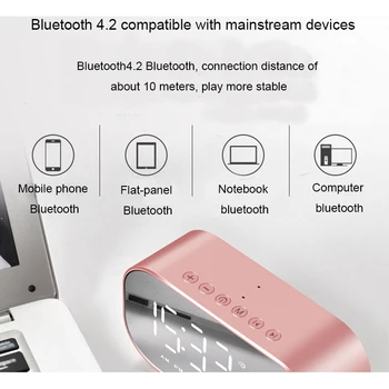 Multifunktions Intelligente Trådløse Bluetooth-Ur med Højttalere Hjem Mini LED-Display Digital Tabel temperatur Vækkeur