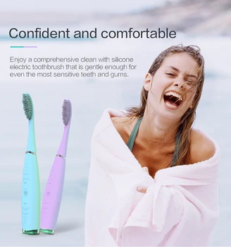 Mundhygiejne USB Charge Ultralyd Genopladeligt Elektrisk Tandbørste Sonic Elektrisk tandbørste Silikone Tand Børste Tænder Hoveder