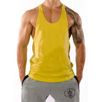 Muscleguys Blank Fitnesscentre Tank Tops Herre Solid Bomuld Bodybuilding Tøj Trænings-Og Mænd Singlet Træning Ærmeløs Stringer Shirts