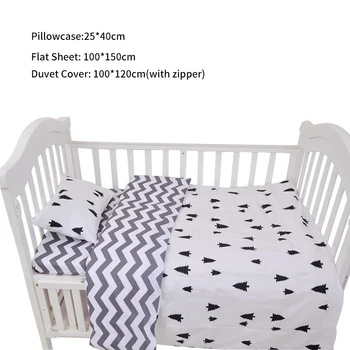 Muslinlife 3pcs/set Ins krybbe sengetøj,baby Beddingset(pudebetræk+lagen+dynebetræk uden fyld) Størrelse Inden 130*70cm