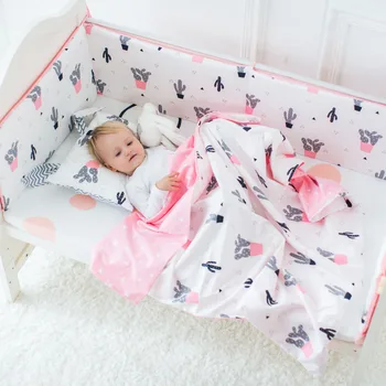 Muslinlife Mode Spædbarn Baby Krybbe Kofangere, Mode Mønstre Flamingo/Kaktus/Fox/Træ/Clauds Sikker Beskyttelse,Bomuld Baby Seng