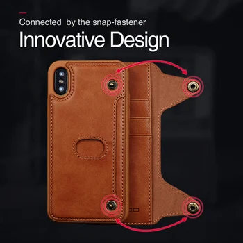 Musubo Luksus Læder taske Til iphone X Flip Tilfælde Silikone Cover til iphone 8 Plus 7 6 6s Plus TPU-wallet-kortholderen aftagelig