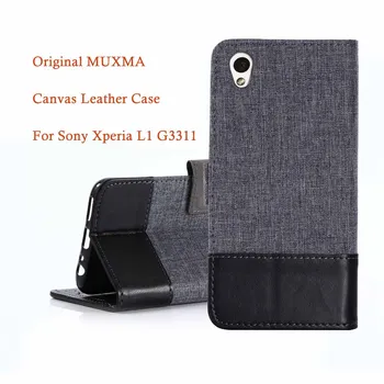 MUXMA Canvas Læder taske Til Sony Xperia XZ Premium XZ1 Kompakt L1 XZ1 Magnetisk Flip Wallet Cover-Kort Slots Mobiltelefon Tilfælde