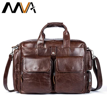 MVA Ægte Læder Business Herre Dokumentmapper, Laptop Tasker Messenger Bag Mænds skuldertaske mandlige læder rejsetaske tasker naturligt