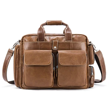 MVA Ægte Læder Business Herre Dokumentmapper, Laptop Tasker Messenger Bag Mænds skuldertaske mandlige læder rejsetaske tasker naturligt