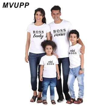 MVUPP familie kostumer, kort ærme toppe tee crown familie t-shirt dame, mand chef og baby børn matchende udstyr casual sweatshirt