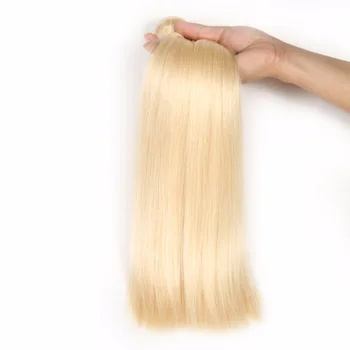 Mydiva Brasilianske Straight Hair Weave 613 Blonde menneskehår 3 Bundter Med Lukning Non Remy Hair Extension 10-24inch Gratis Skibet