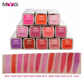 MYG 12pc/masse Top Kvalitet Mat Læift Makeup Ruby woo Samme Farve Nude Læift Langvarig Vandtæt Kosmetik Gratis Fragt