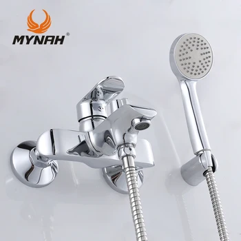 MYNAH Rusland gratis fragt Badeværelse Bruser Armatur, Bad Armatur, blandingsbatteri Med håndbruser Hoved Sæt vægmonteret