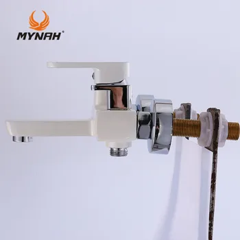 MYNAH Rusland Gratis Fragt Badeværelse med Bruser Vandhaner Hvide Badekar Faucet Mixer vægmonteret Waterfall Badekar Faucet M3049J