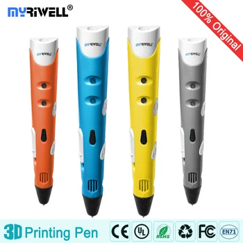 Myriwell 3d-pen + 10 Farve * 5m ABS filament(50 m),3 d pen 3d-model,Kreative 3d-print pen,Bedste Gave til Børn kreative,pen-3d