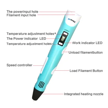 Myriwell 3d-pen 3d-penne,LED display,ABS/PLA Filament,3 d pen 2017 Smart 3d printet pen Bedste Gave til Børn