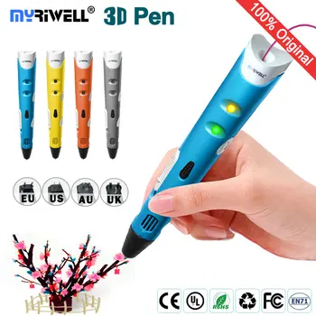 Myriwell 3d penne + 10 * 5m ABS Filament,3 d pen 3d-model Smart 3d-print pen Bedste gave til Kidspen-3d print pen