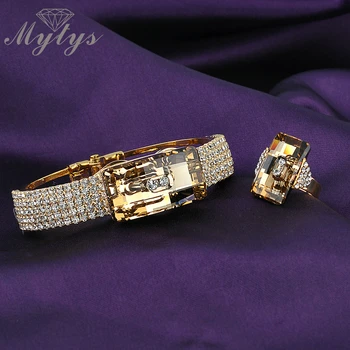 Mytys Bryllup Smykker sæt, røget Høj Kvalitet Krystal Smykker Sæt ring, halskæde og armbånd sæt N405