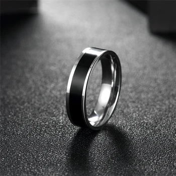 Mænd Black Titanium Band Rustfrit Stål Ring anillos de plata anel preto mandlige yuzuk OS Size 7-10 Party Smykker