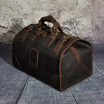 Mænd i Ægte Læder med Stor Kapacitet Vintage Design mulepose Mandlige Mode Rejser Taske Taske Baggage Kuffert Tote Taske 8151b
