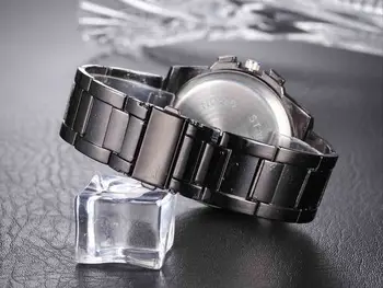 Mænd Kvarts Fuld stål ur hot salg Luksus & casual business armbåndsur i rustfrit stål fashion sort relojes drop shipping