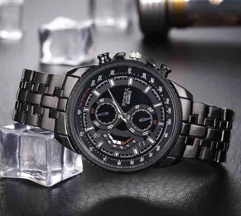 Mænd Kvarts Fuld stål ur hot salg Luksus & casual business armbåndsur i rustfrit stål fashion sort relojes drop shipping