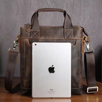 Mænd ' s Vintage Håndtaske Ægte Læder Crazy Horse Håndtasker Skulder Taske Crossbody Messenger iPad Taske til Mand 5803