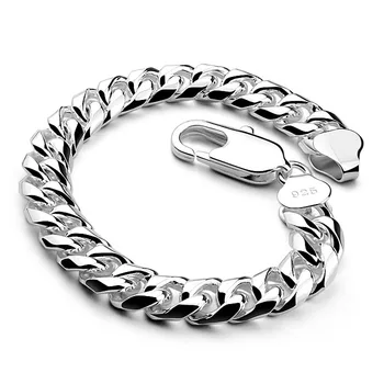 Mænd sterling sølv smykker 925 Sterling sølv vintage kæde armbånd tyk armbånd Cubanske armbånd 10MM20cm armbånd