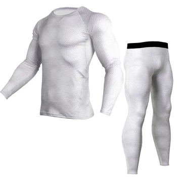 Mænd T-shirts, Bukser Sæt 2 delt Mænds Sportstøj Kompression Passer til Løbere Trænings-og Base Layer Trøje Leggings Rashguard Tøj