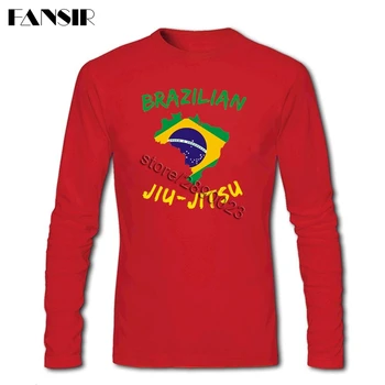 Mænd Tee Shirt med O-hals Lange Ærmer Bomuld BJJ Brazilian Jiu Jitsu Nyhed T-Shirt til Mænd