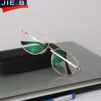 Mænd Titanium Legering Kvalitet Progressive multi-focal linser læsebriller Fashion Stor Ramme Klassiske Multifokale Briller til Mænd