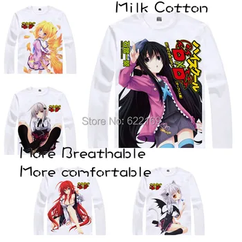Mænd Unikke Animationsfilm T-shirt 3d-Print High School DxD Issei Hyodo Rias Lange Ærmer Casual Cosplay T-Shirt Camisetas Masculina