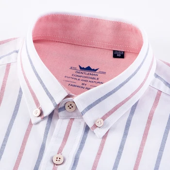 Mænds Bomuld Multi Stribet Oxford Skjorte med Venstre brystlomme Smart Casual Fit Regelmæssig Button-down Kontor Arbejde Shirt