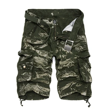 Mænds Casual Shorts Camouflage Løs Cargo Shorts Mandlige Stor Størrelse Multi-Lomme Militære Korte Bukser, Overalls 10 Farver / Ingen Bælte